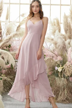 Vestido De Dama De Honra Com Blush Alto E Baixo