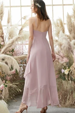 Vestido De Dama De Honra Com Blush Alto E Baixo
