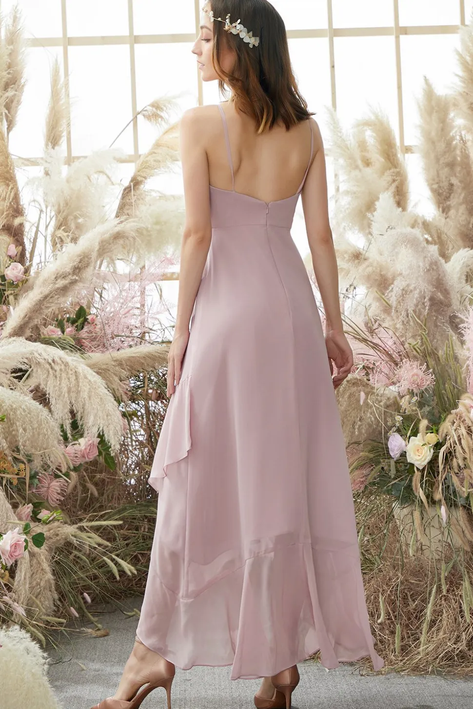 Vestido De Dama De Honra Com Blush Alto E Baixo