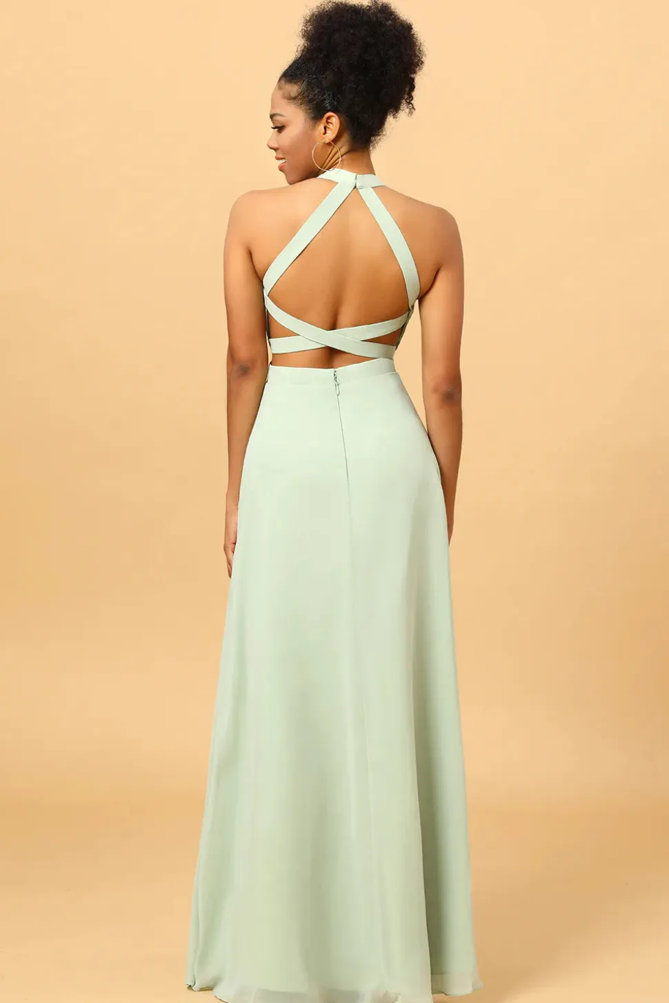 Vestido de Dama de Honra Halter Mint