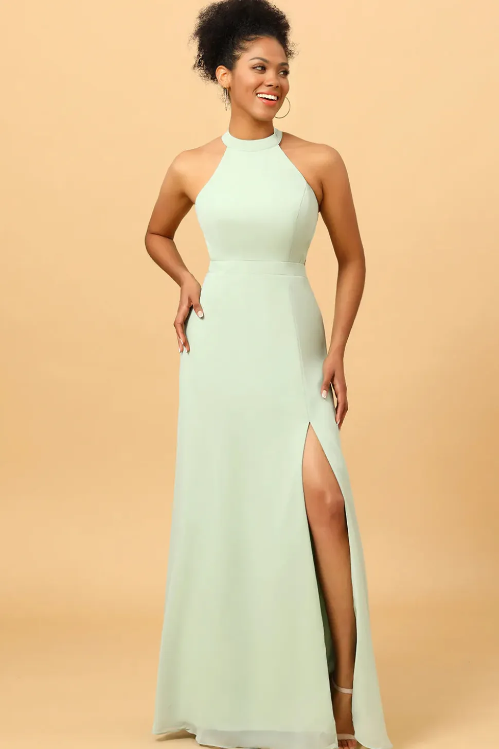 Vestido de Dama de Honra Halter Mint