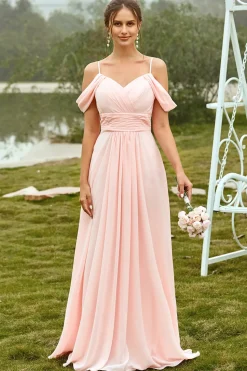 Vestido de dama de honra blush ombro