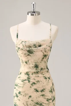 Vestido de dama de honra da sereia da flor de champanhe com fenda