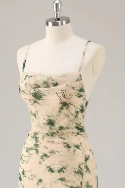 Vestido de dama de honra da sereia da flor de champanhe com fenda