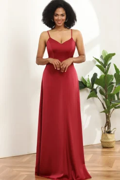 Vestido de dama de honra de cetim Lace-up