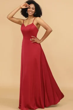 Vestido de dama de honra de cetim Lace-up