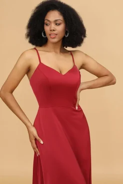 Vestido de dama de honra de cetim Lace-up