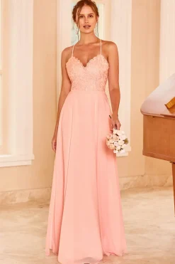 Vestido de dama de honra blush de renda