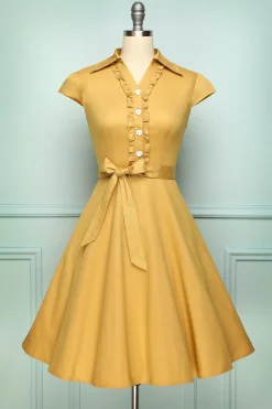 Vestido de década de 1950 amarelo