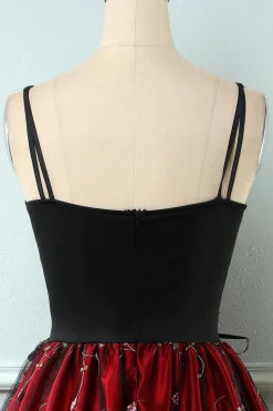 Vestido de estilo retro bordado da Borgonha