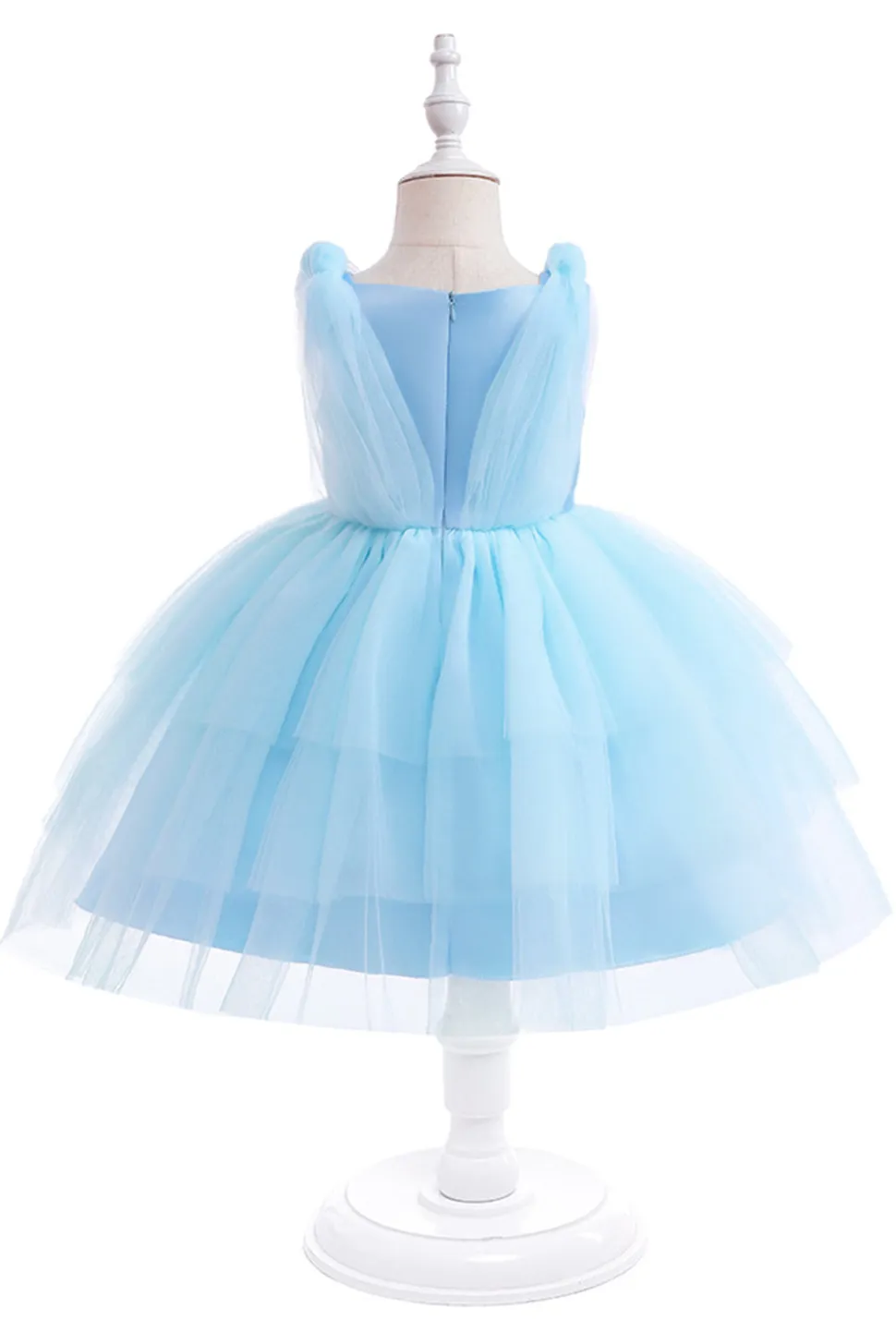Vestido de festa azul Tulle Girl com laços