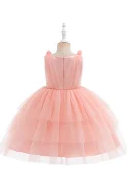 Vestido de festa azul Tulle Girl com laços