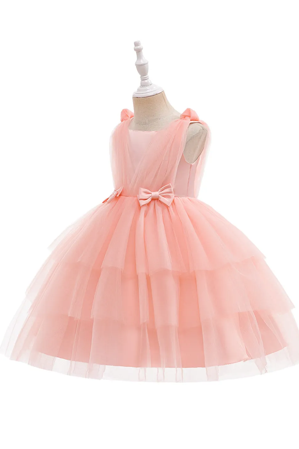 Vestido de festa azul Tulle Girl com laços