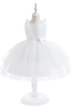 Vestido de festa azul Tulle Girl com laços