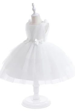 Vestido de festa azul Tulle Girl com laços