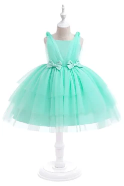 Vestido de festa azul Tulle Girl com laços