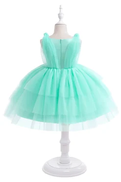 Vestido de festa azul Tulle Girl com laços