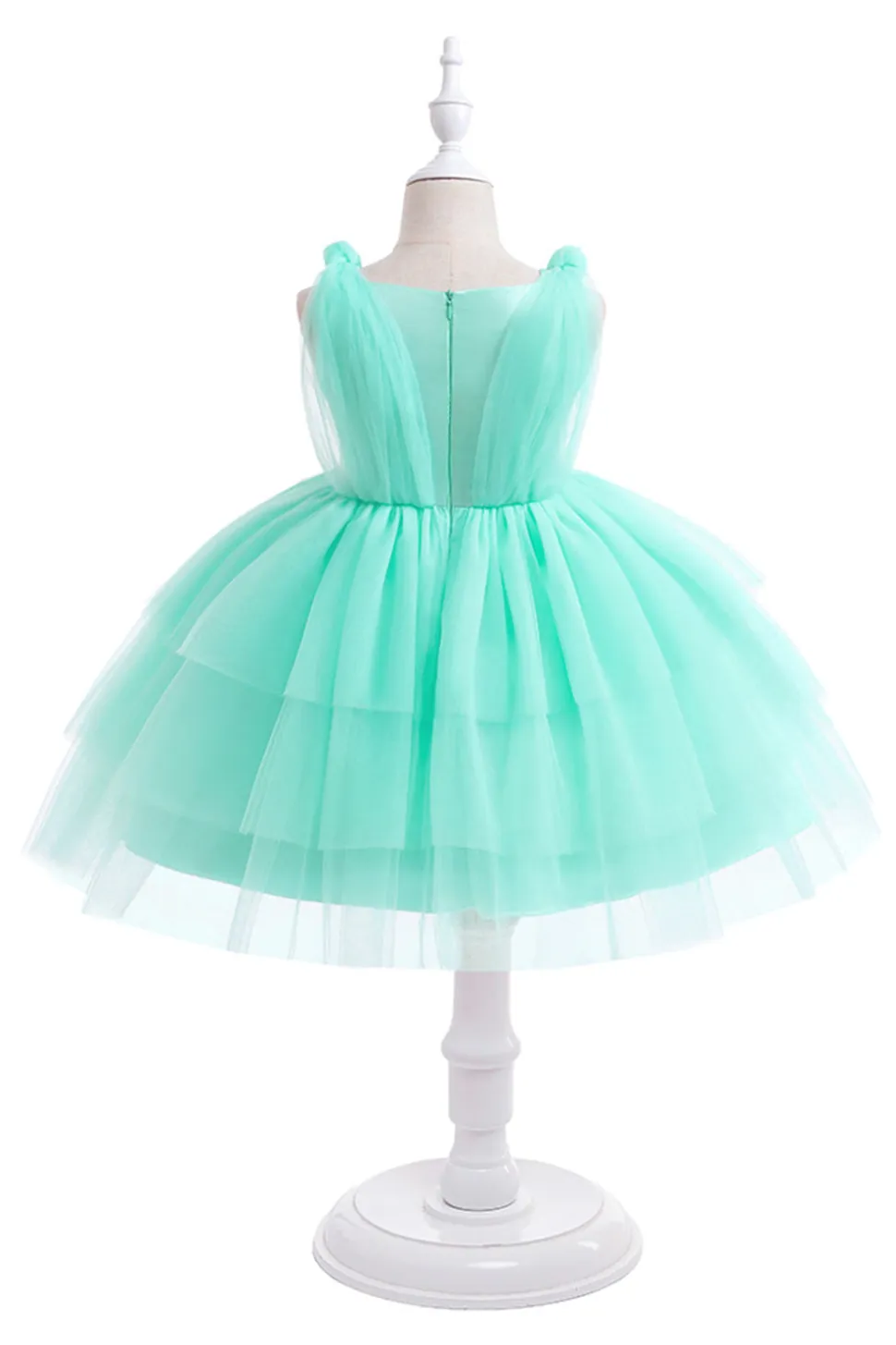 Vestido de festa azul Tulle Girl com laços
