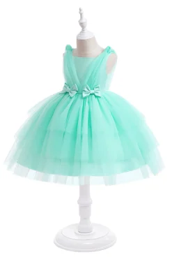 Vestido de festa azul Tulle Girl com laços