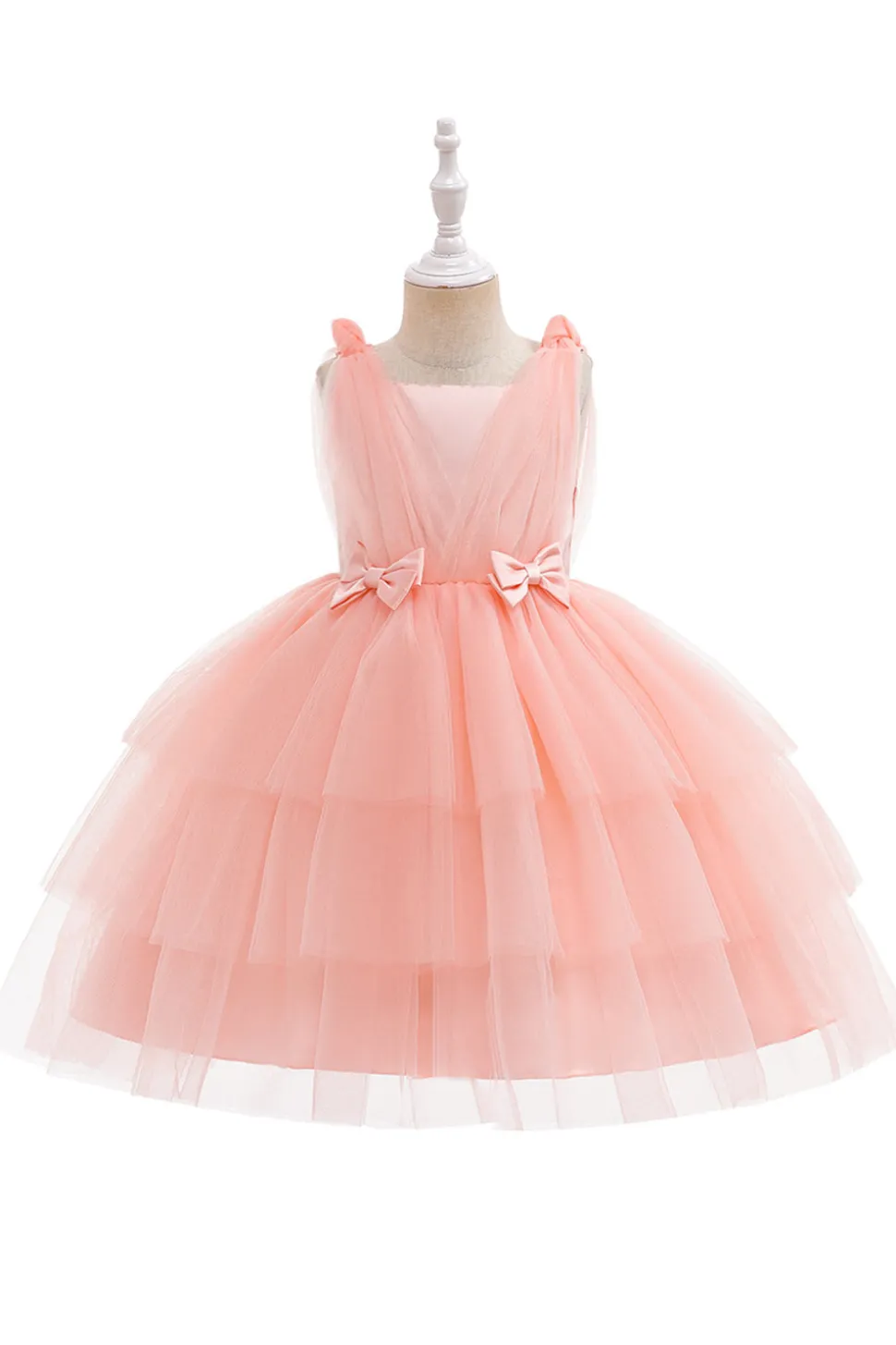 Vestido de festa azul Tulle Girl com laços