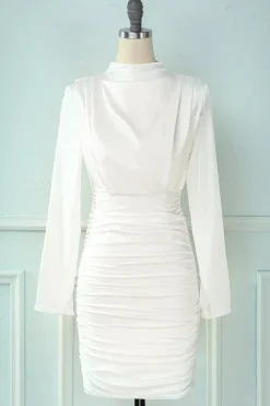 Vestido de festa Branco decote alto bodycon