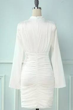 Vestido de festa Branco decote alto bodycon