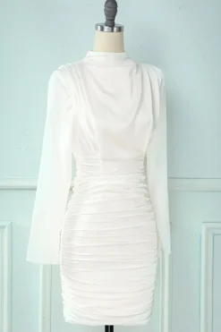 Vestido de festa Branco decote alto bodycon