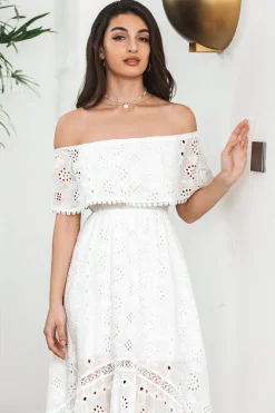 Vestido de festa branco High Low Hollow Boho Engagement Party