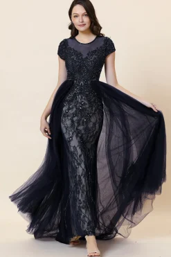 Vestido de Festa Cinza A Line Tule