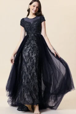 Vestido de Festa Cinza A Line Tule