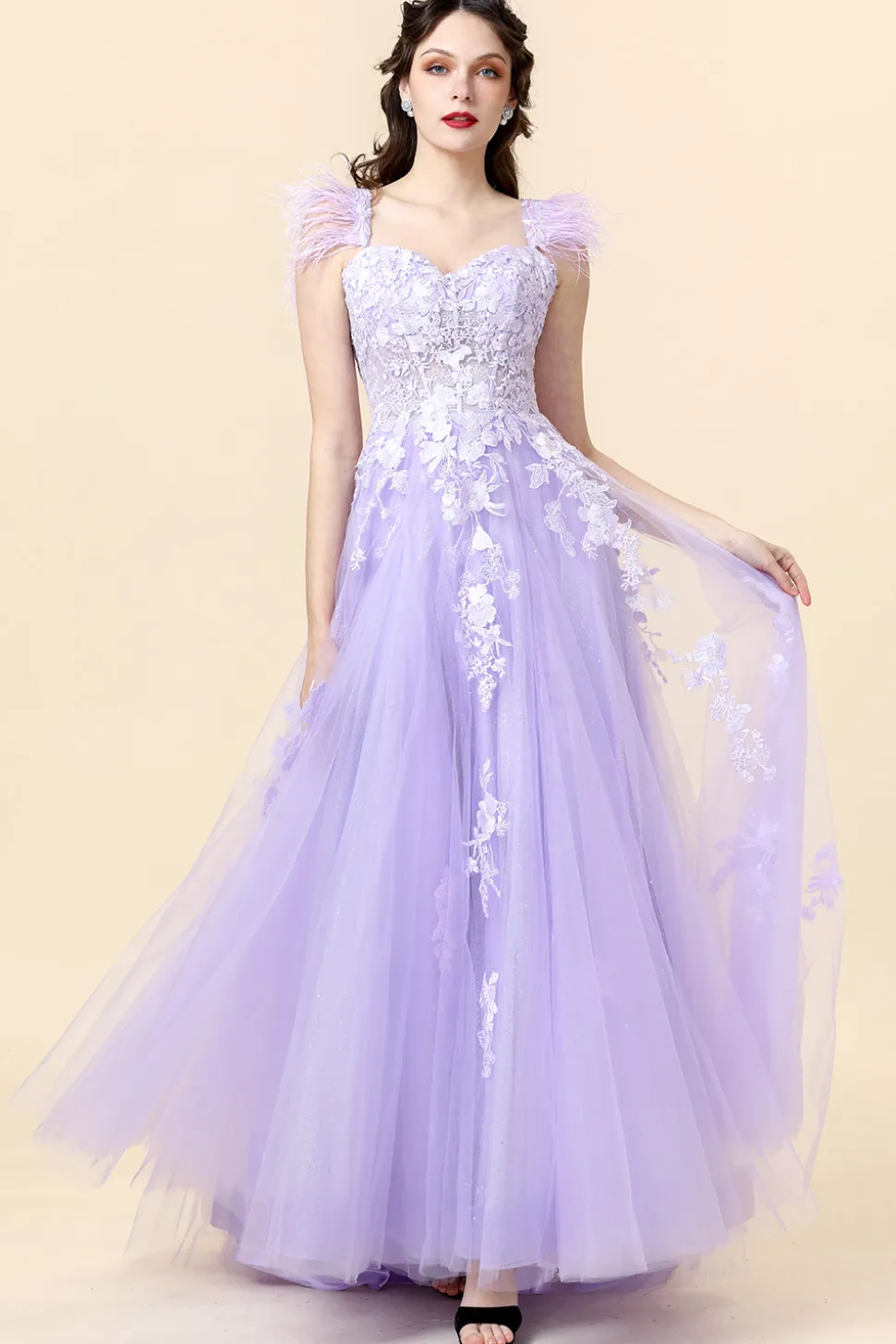Vestido de Festa Com Appliques Roxo