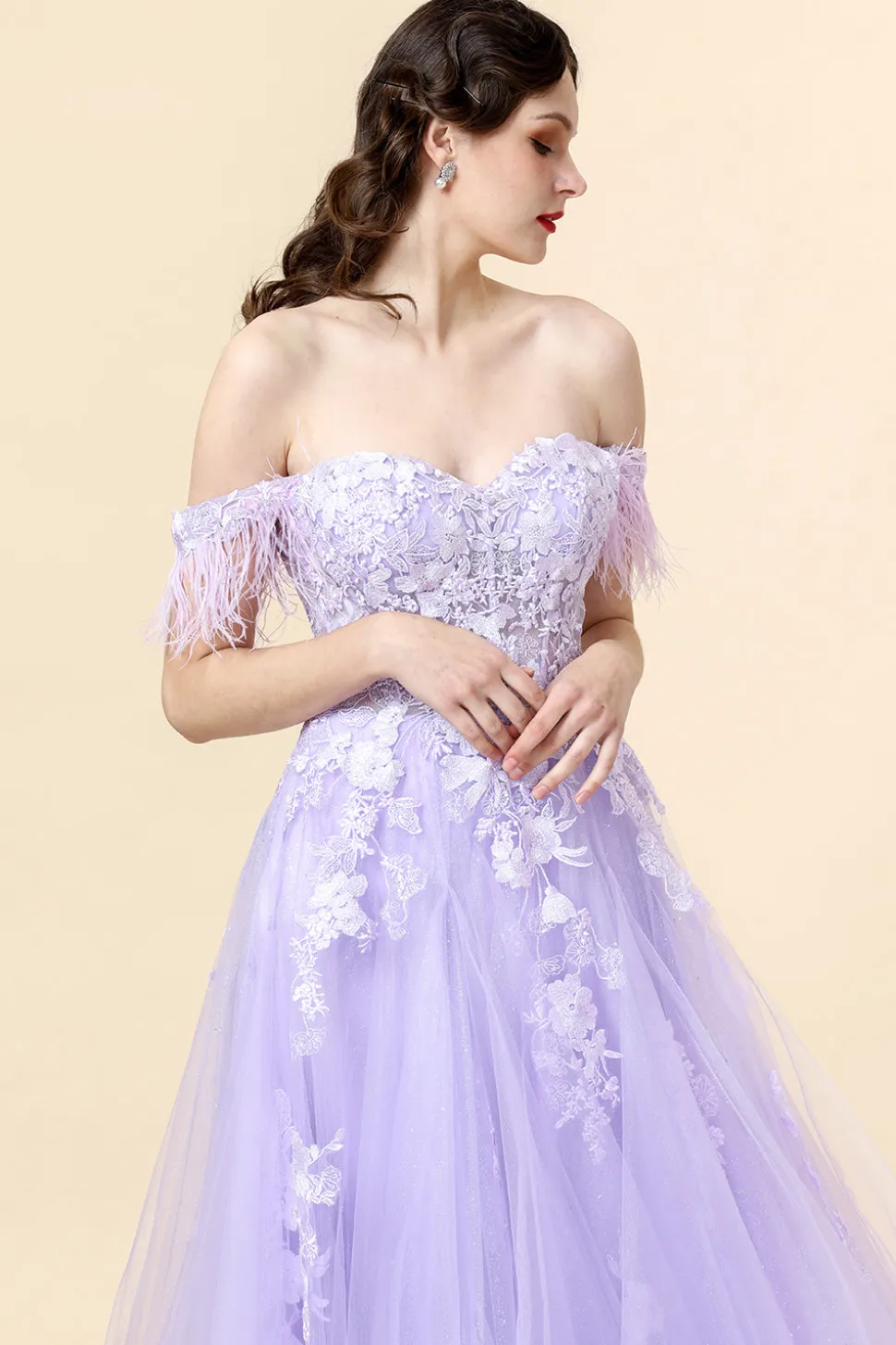 Vestido de Festa Com Appliques Roxo