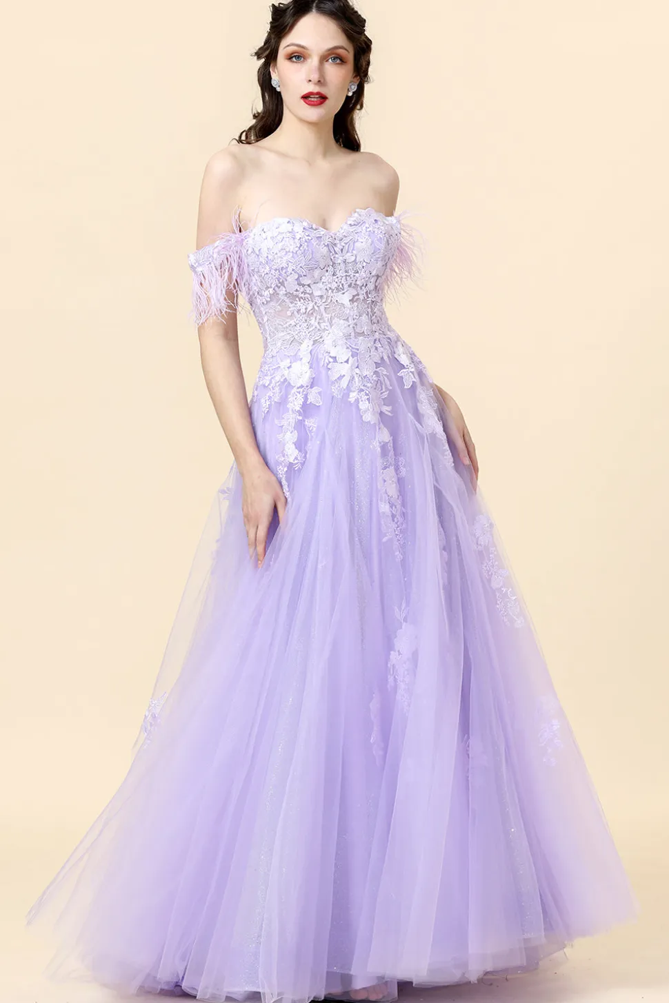 Vestido de Festa Com Appliques Roxo