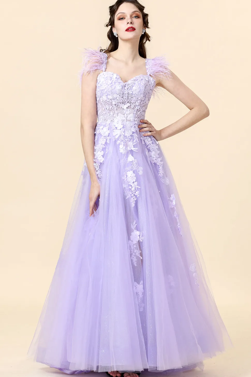 Vestido de Festa Com Appliques Roxo