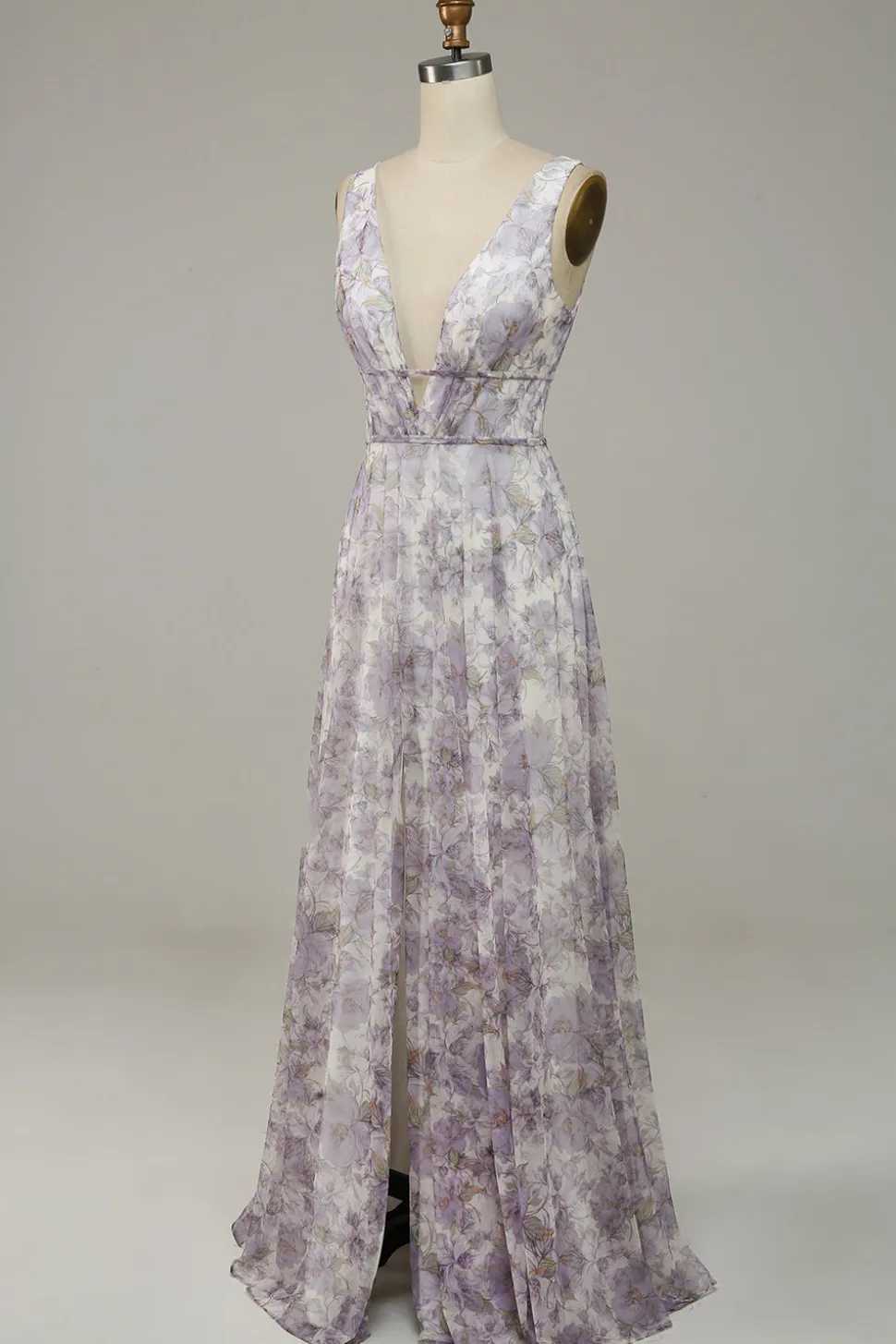 Vestido de Festa Com Fenda Gola em V Roxo