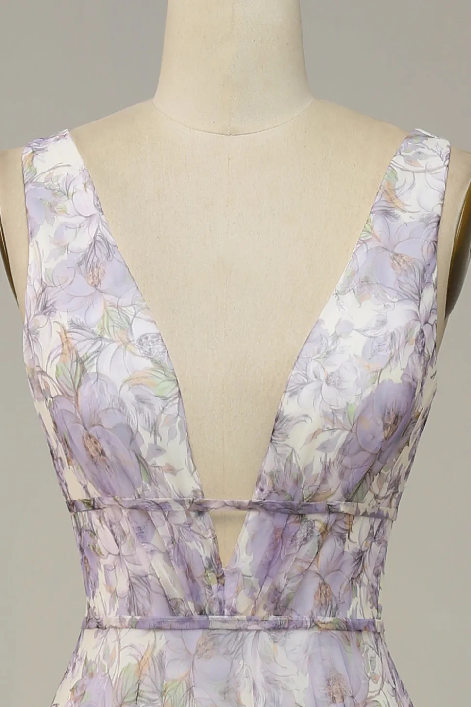 Vestido de Festa Com Fenda Gola em V Roxo
