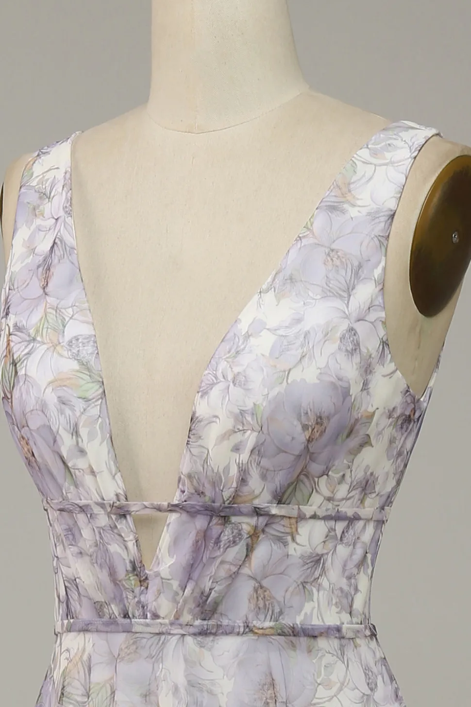 Vestido de Festa Com Fenda Gola em V Roxo