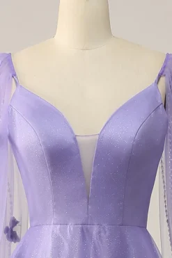 Vestido de Festa Com Flores 3D Roxo