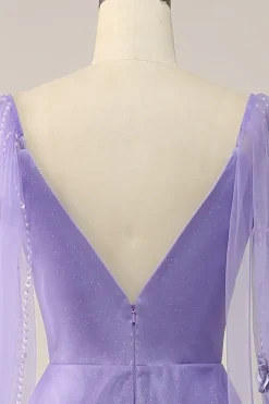 Vestido de Festa Com Flores 3D Roxo