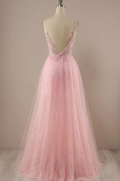 Vestido de festa de baile longo rosa