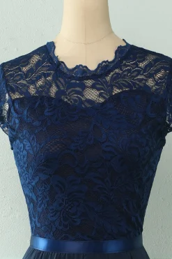 Vestido de festa de casamento de Midi Lace da Marinha