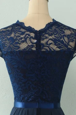 Vestido de festa de casamento de Midi Lace da Marinha