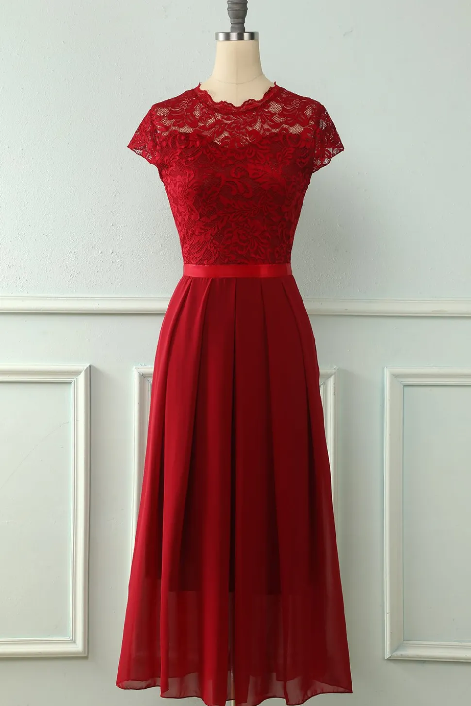 Vestido de festa de casamento de Midi Lace da Marinha