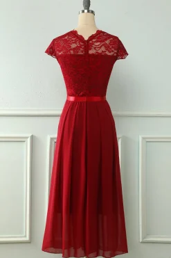 Vestido de festa de casamento de Midi Lace da Marinha