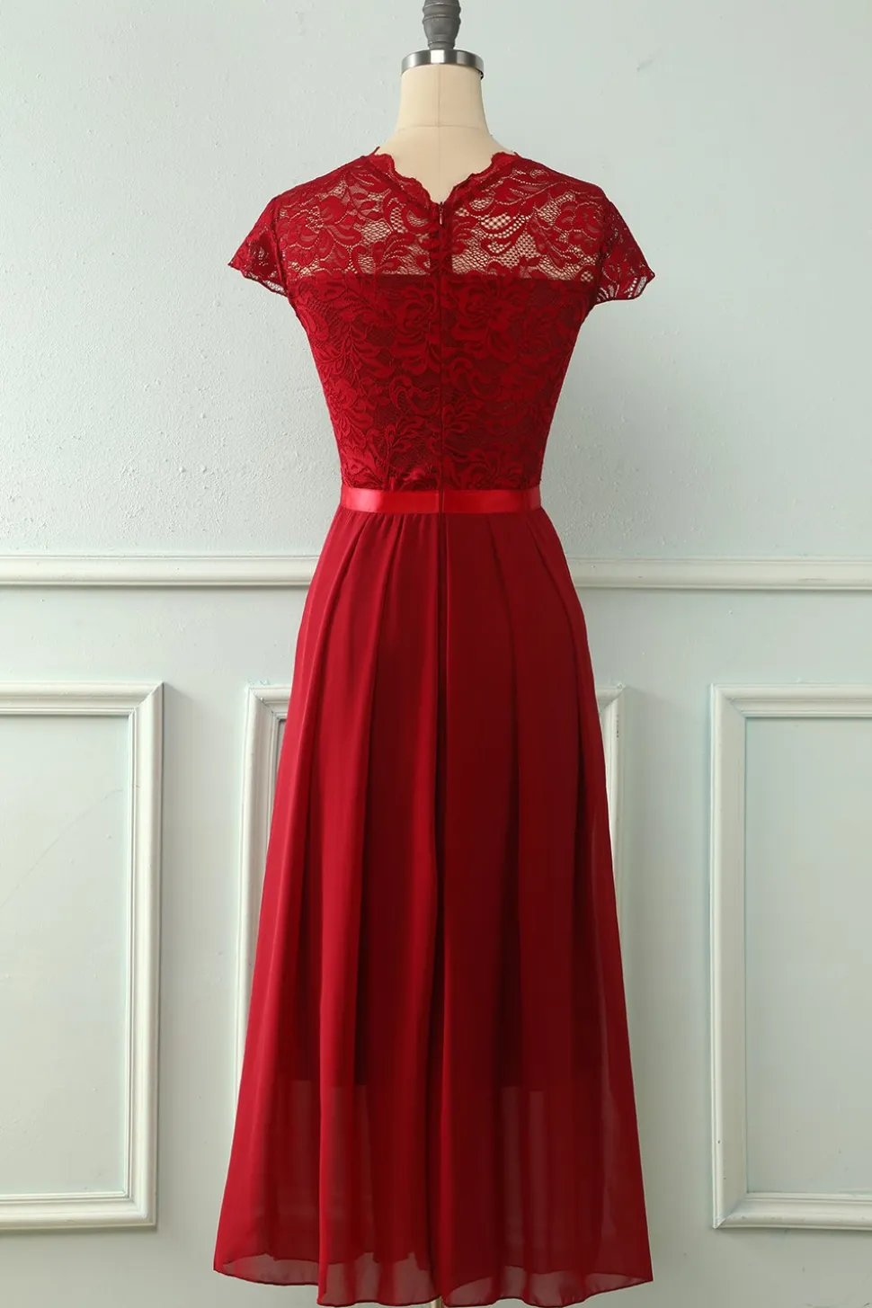 Vestido de festa de casamento de Midi Lace da Marinha