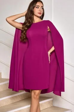 Vestido de festa de coquetel de uva Bodycon Midi com mangas de cabo