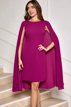 Vestido de festa de coquetel de uva Bodycon Midi com mangas de cabo
