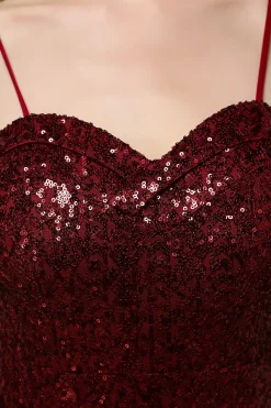 Vestido de festa de lantejoulas de sereia borgonha