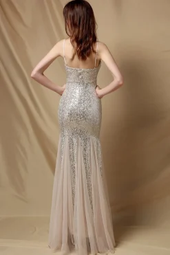Vestido de festa de lantejoulas de sereia borgonha
