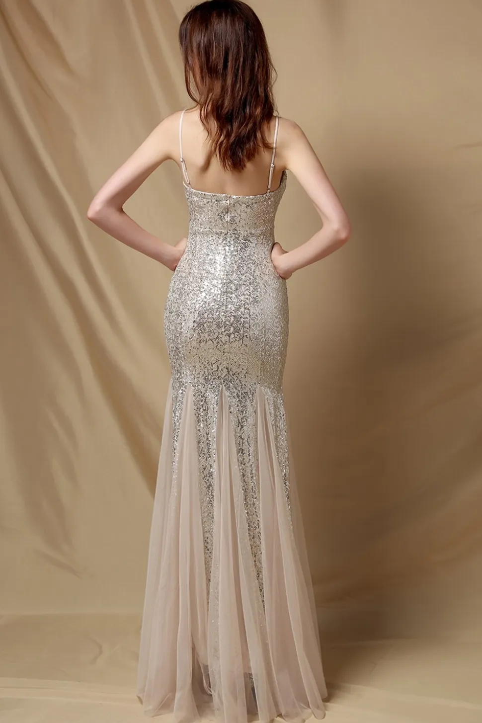 Vestido de festa de lantejoulas de sereia borgonha